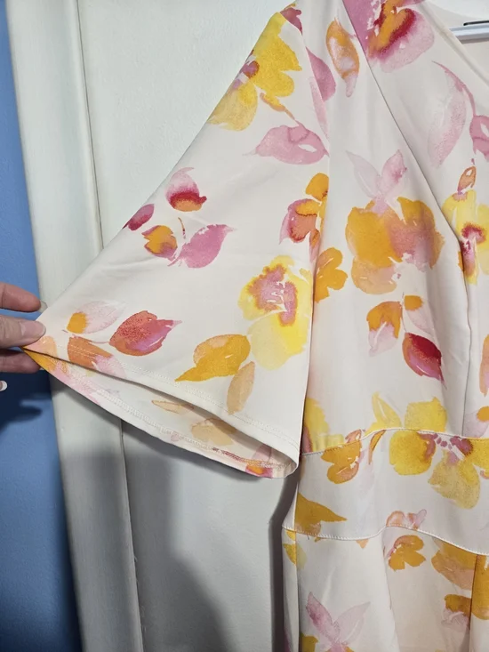 Lane Bryant Floral Fit & Flare Dress Size 20 NWT Pink Yellow Spring Midi - Picture 3 of 6